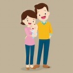 Papá y mamá con lindo bebé | Vector Premium