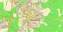 Darmstadt Germany Map Vector City Plan Low Detailed (for small print ...