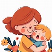 Mothers Day Mother And Daughter Hugging Cartoon, Mother S Day, Mother ...