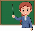 maestra joven enseñando personaje de dibujos animados 4633209 Vector en ...