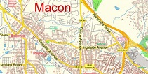 Macon Georgia US PDF Map Vector Exact City Plan LOW Detailed Street Map ...