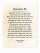 Remember Me Christina Rossetti Funeral Poem Grief and Sorrow - Etsy UK