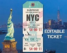 New York Surprise Trip Ticket Editable Ticket Printable | Etsy ...