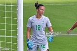 Argentina goalkeeper Laurina Oliveros looks on in action during a ...