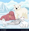 Cartoon arctic animals with ice field background. Download a Free ...