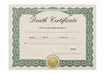 Death Certificate Template - Green Download Printable PDF | Templateroller