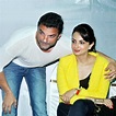 Sohail Khan poses with wife Seema at the launch of Ahakzai fashion ...