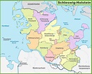 Administrative divisions map of Schleswig-Holstein