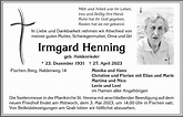 Traueranzeigen von Irmgard Henning | Allgäuer Zeitung