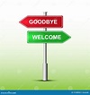 Pointer Red and Green with the Words WELCOME and GOODBYE Stock Vector ...