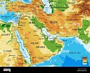 Mapa físico muy detallado de Oriente Medio, en formato vectorial, con ...