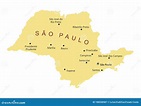 Sao Paulo State cities map stock illustration. Illustration of brazil ...