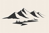 Mountains vector.Mountain range silhouette isolated vector illustration ...