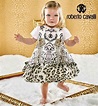Roberto Cavalli Baby Girls Leopard Silk Short Sleeve Party Dress