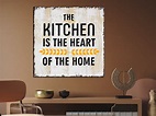 The Kitchen is The Heart of The Home Wall Decor Sign Wood Art | Etsy