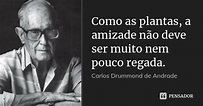 Como as plantas, a amizade não deve ser... Carlos Drummond de Andrade