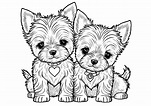Two little puppies - Dogs Kids Coloring Pages