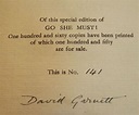 GO SHE MUST by GARNETT, DAVID: (1927) Signed by Author(s) | Antic Hay Books