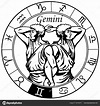 Gemini zodiac sign black white — Stock Vector © insima #163795474