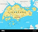 Carte politique de l'île de Singapour avec Singapour, capitale des ...