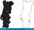 Un Conjunto De Dos Mapas Portugueses. Mapa De Portugal. Silueta Negra Y ...