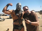 On set photo from Mad Max 2: The Road Warrior (1981) with Lord Humungus ...