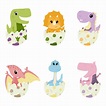 Set of cute baby dinosaurs in an egg shell. Cute baby tyrannosaurus ...