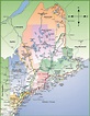 Road Map Of Maine Coast - Time Zones Map