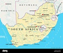 Mapa político de Sudáfrica con capiteles Pretoria, Bloemfontein y ...