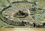 Norwich Union image of the walled city of Norwich from 14th century ...