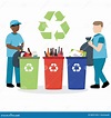 Garbage Collector At Work Set Of Illustrations With Smiling Recycling ...