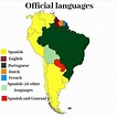 Official languages in South America | Language map, Planet map, Map