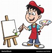 Cartoon artist boy Royalty Free Vector Image - VectorStock