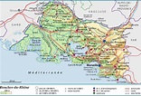 Carte des Bouches-du-Rhône - Communes, Détaillée, relief, routes...