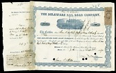 Charles I. Du Pont Jr. - Stock Certificate Signed 09/07/1866 ...