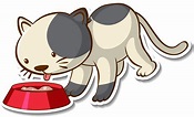 Sticker design with little cat eating isolated 2896191 Vector Art at ...