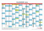 Calendrier annuel - Année 2013 avec jours fériés et vacances scolaires ...