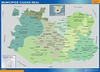 Mapa Ciudad Real por municipios grande | Mapas murales de España y el Mundo