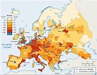Population density of Europe. | Historia, Europa, Cultura