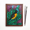 Original Oriole Painting with Crape Myrtle Tree - Claudine Intner