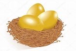 Gold eggs in the nest. — Stock Vector © mustahtar #45161089