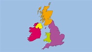 Mapa político de Reino Unido e Irlanda