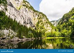 Lago Toplitz En Austria Rodeado De Verdes Colinas Bajo Un Cielo Nublado ...