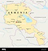 Armenia Political Map with capital Yerevan, national borders, important ...