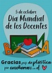 Tarjeta Día Mundial Docente (2021) 10.5 x 18 cm. / Pofesores y alumnos ...