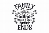 Dekoration Olivenholz Schild "Family where life begins and love never ...