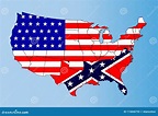 Mapa De La Bandera De Los Estados Del Confederado Y De La Unión De ...