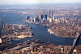 File:Aerial view of East River, Lower Manhattan, New York Harbor, 1981 ...