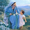 Bella virgen con su hijo en el campo. | Blessed mother, Jesus and mary ...