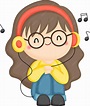 Premium Vector | A vector of a girl listening to music using a headphone